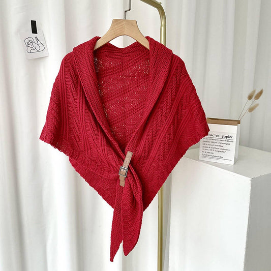 NEW LEATHER BUCKLE SHAWL TRIANGLE CLOAK