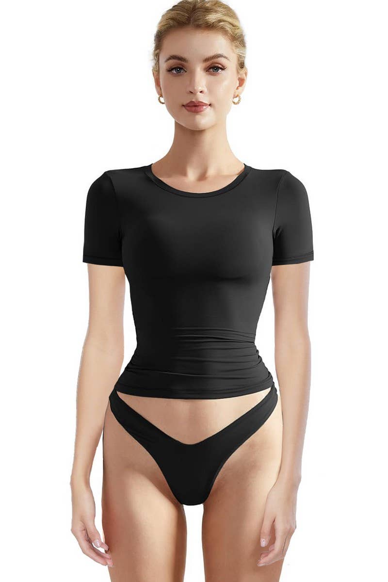 CWTBLS2209_CASUAL SLIM FIT SOLID SHORT SLEEVE PULLOVER TEE