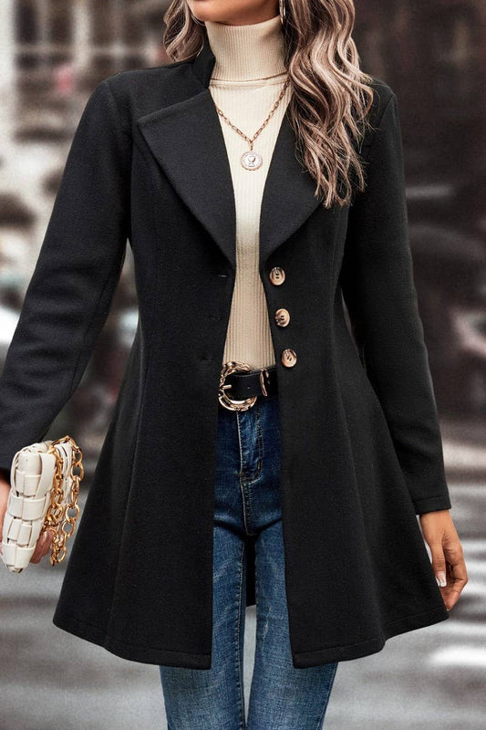 CWOCO00200_SOLID COLOR SLIM FIT LAPEL COAT