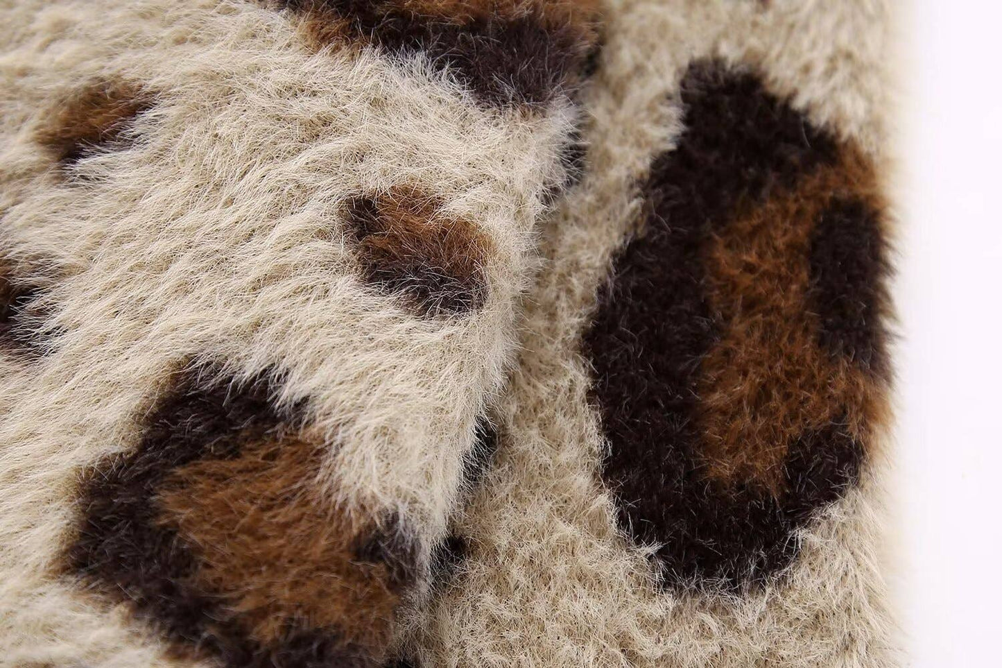 CREW-NECK LEOPARD PRINT SINGLE-BREASTED CARDIGAN