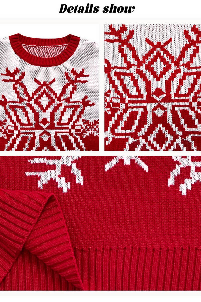 CWOSWL07538_CHRISTMAS BIG SNOWFLAKE CASUAL KNITTED SWEATER