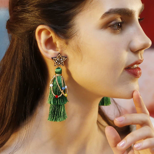 NEW LONG LIGHTWEIGHT HAND BRAIDED EARRINGS