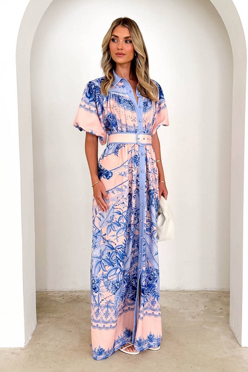 CWSBSS0068_STAND COLLAR RUFFLED TOP HIGH WAIST SKIRT SUIT