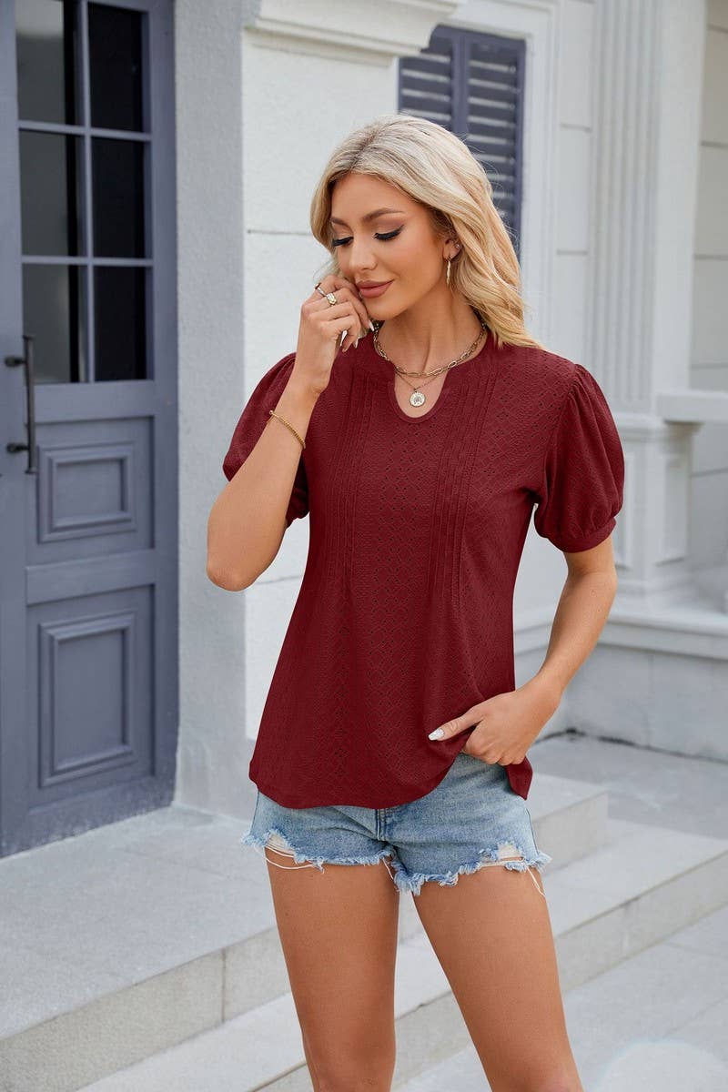 CWTTS0836_Round Neck Short Sleeve Knit Top