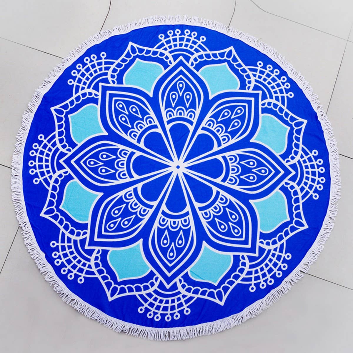 Round Microfiber Tassel Beach Towel Blanket