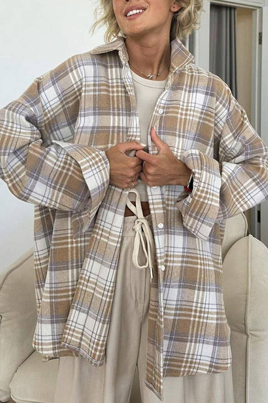 CWTSTL903_CASUAL LOOSE PLAID LONG-SLEEVED SHIRT