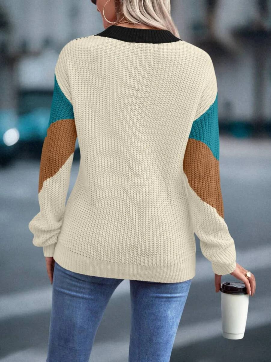 CREW-NECK PULLOVER STRIPED CASUAL SWEATER