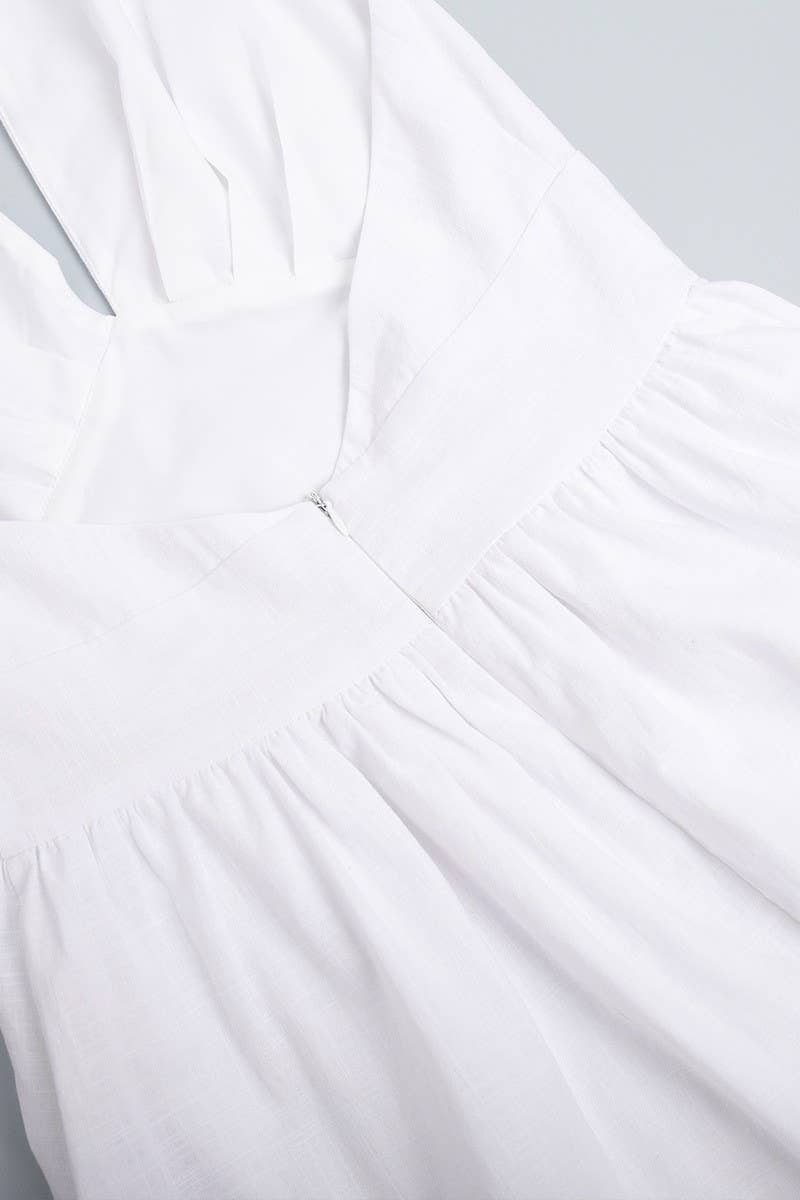 CWDHL0835_COTTON V-NECK TIE-WAIST FLOWY MAXI DRESS