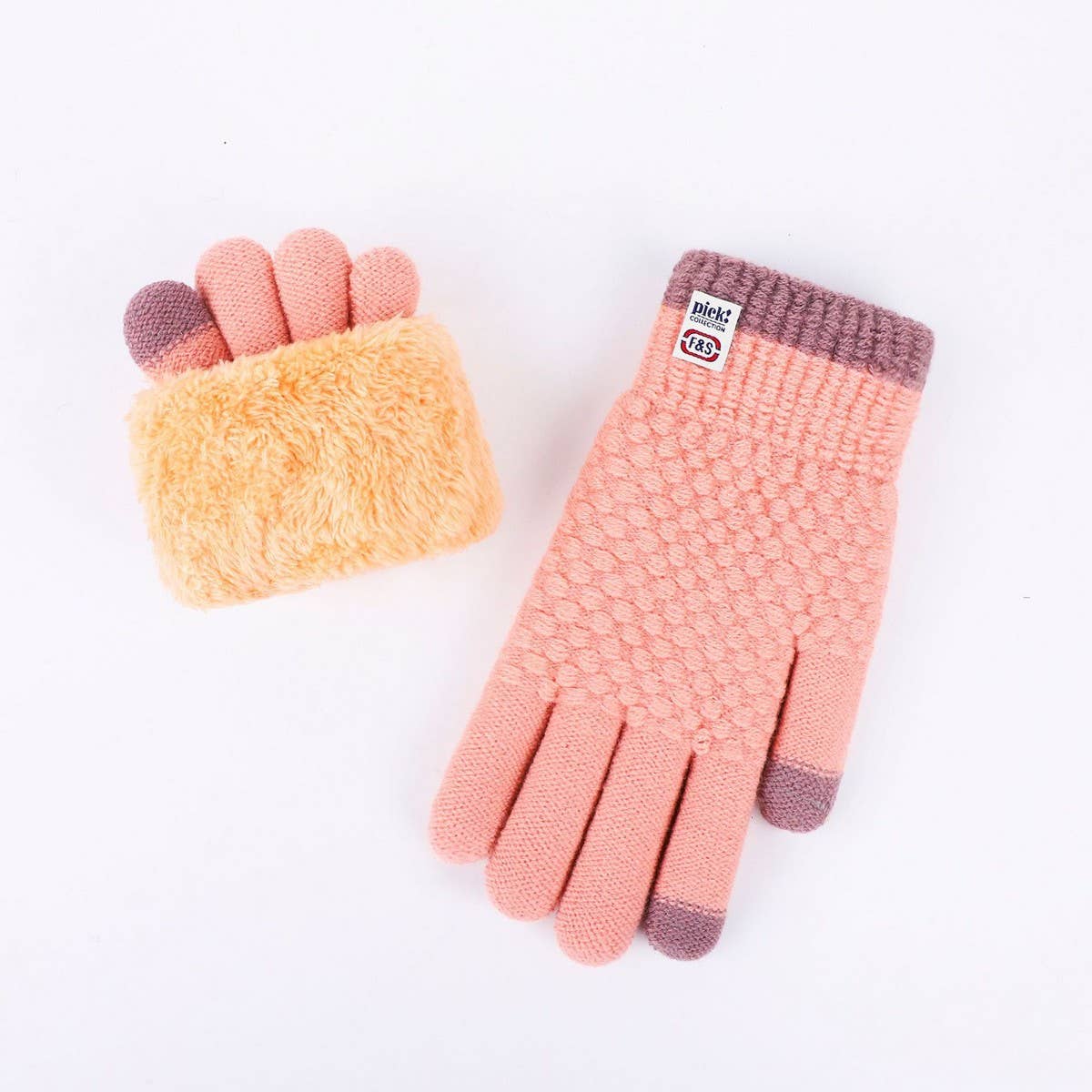 DOUBLE-LAYER KNITTED TOUCHSCREEN FLEECE GLOVES_CWAG0235