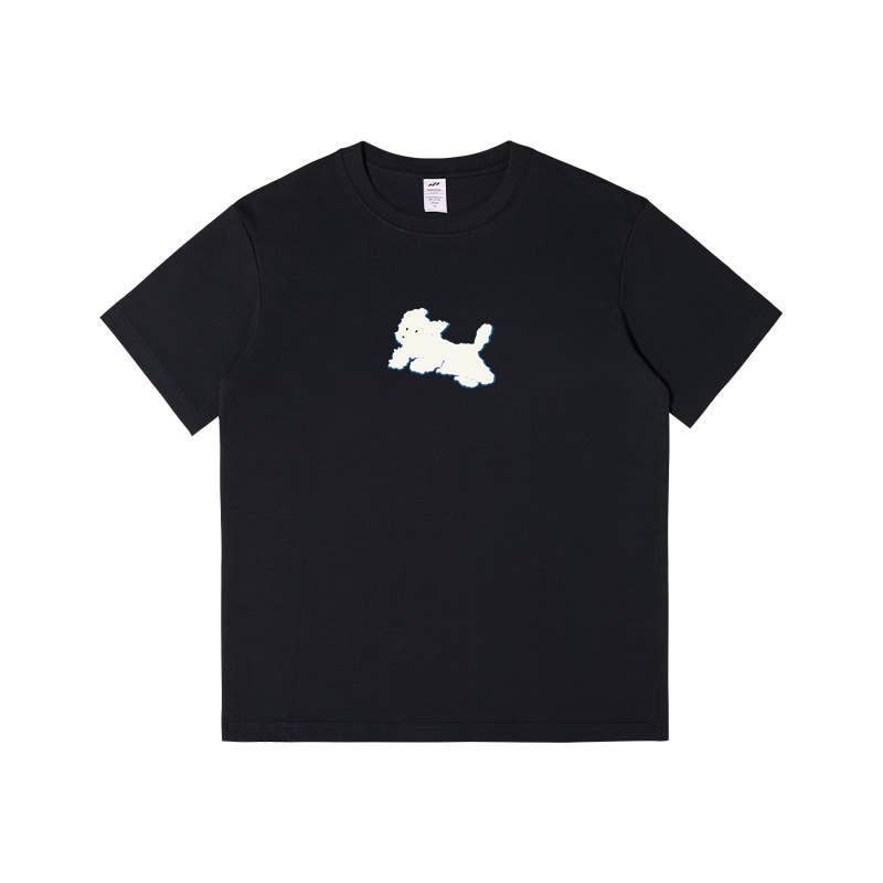 CWTTS0927_LITTLE WHITE DOG PRINT CREW NECK SHORT SLEEVE
