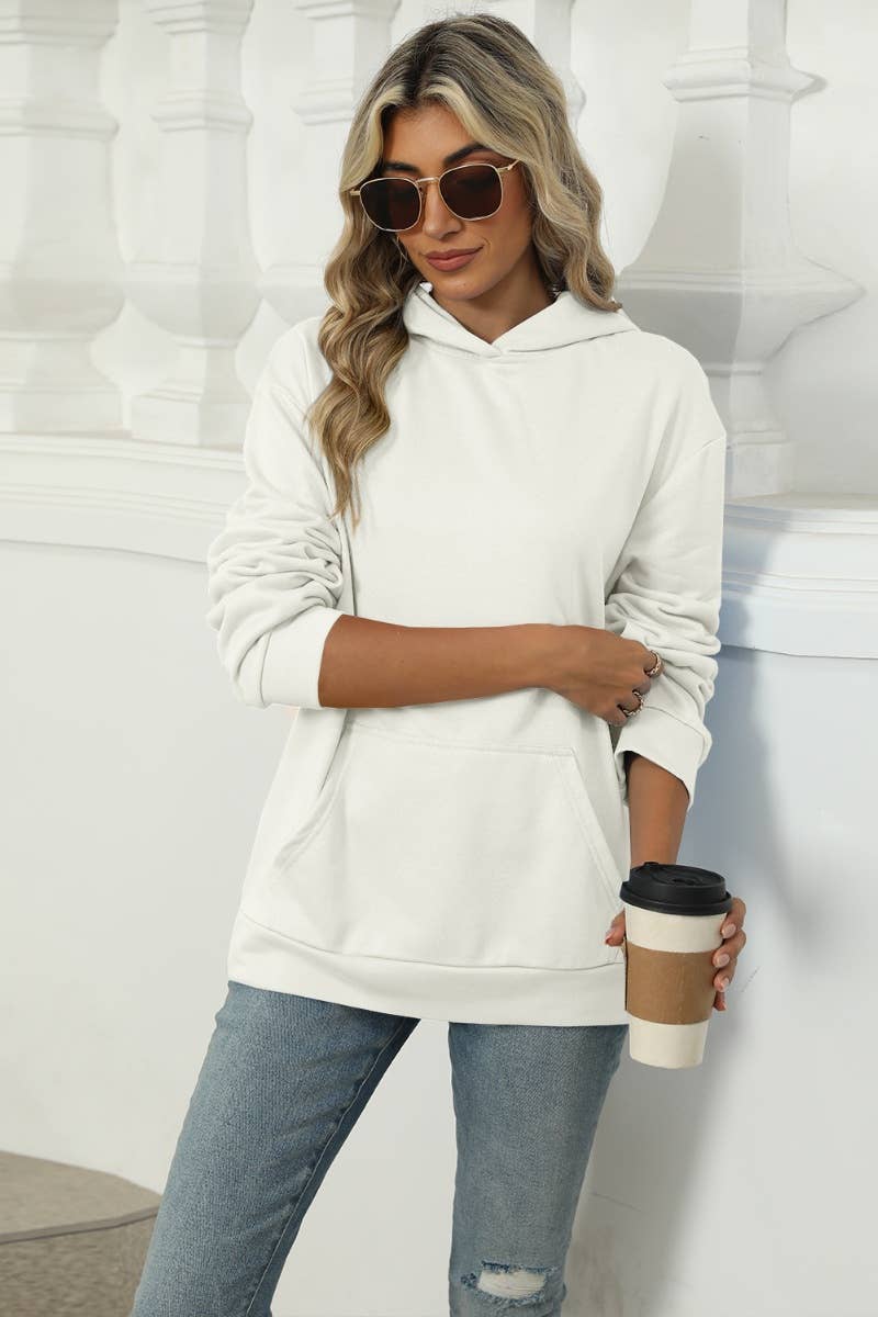 CWOHOL1028_SOLID COLOR HOODED POCKET LONG-SLEEVED HOODIE