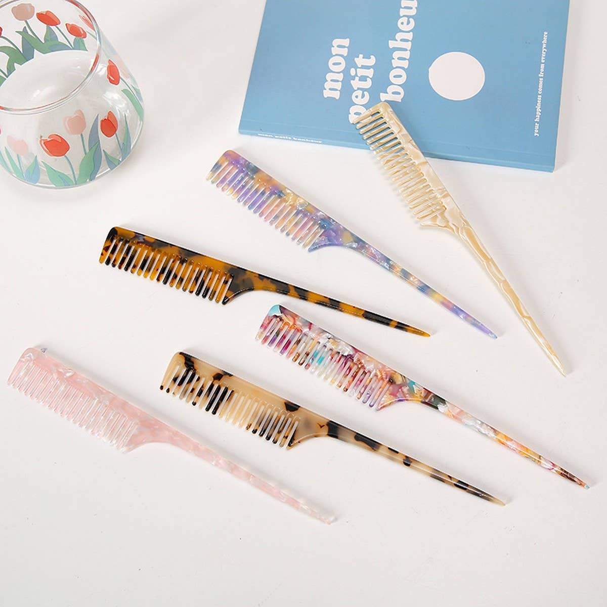 Acetate Long Handle Comb, Elegant Retro Hair Brush_CWMM6430