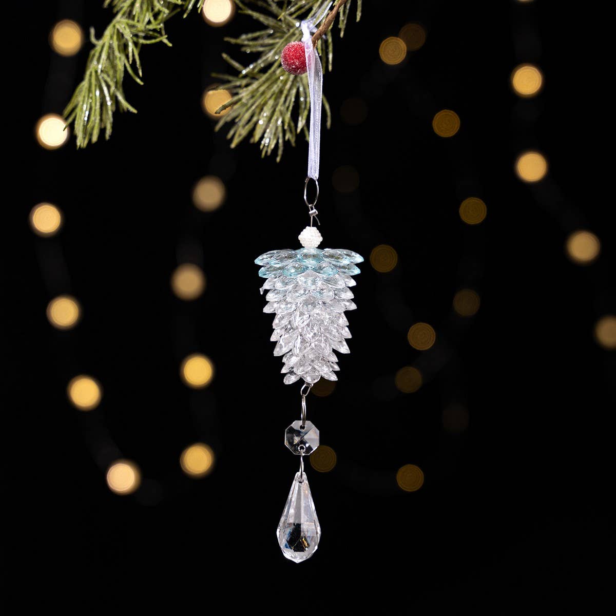 CWMM10170_ACRYLIC PINECONE CRYSTAL CHRISTMAS ORNAMENTS