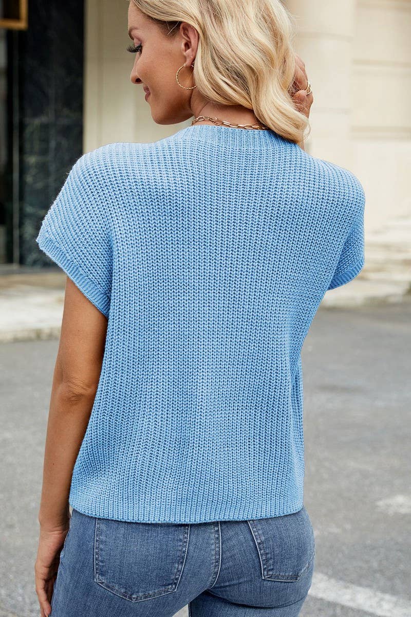 CWTBLS02494_SOLID CASUAL CROPPED KNIT VEST TOP