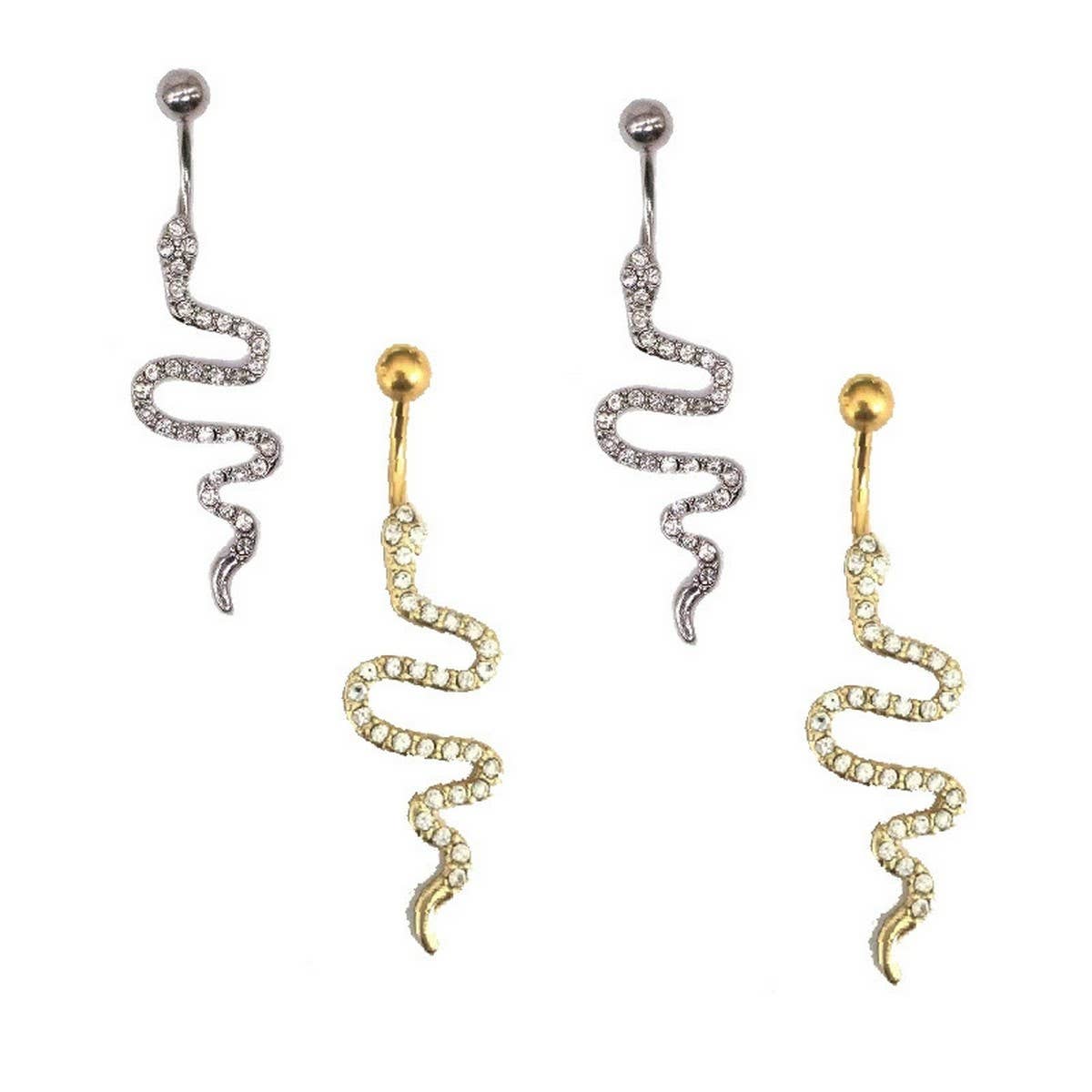 Snake CZ Belly Ring ??Trendy Navel Piercing_CWMM9192
