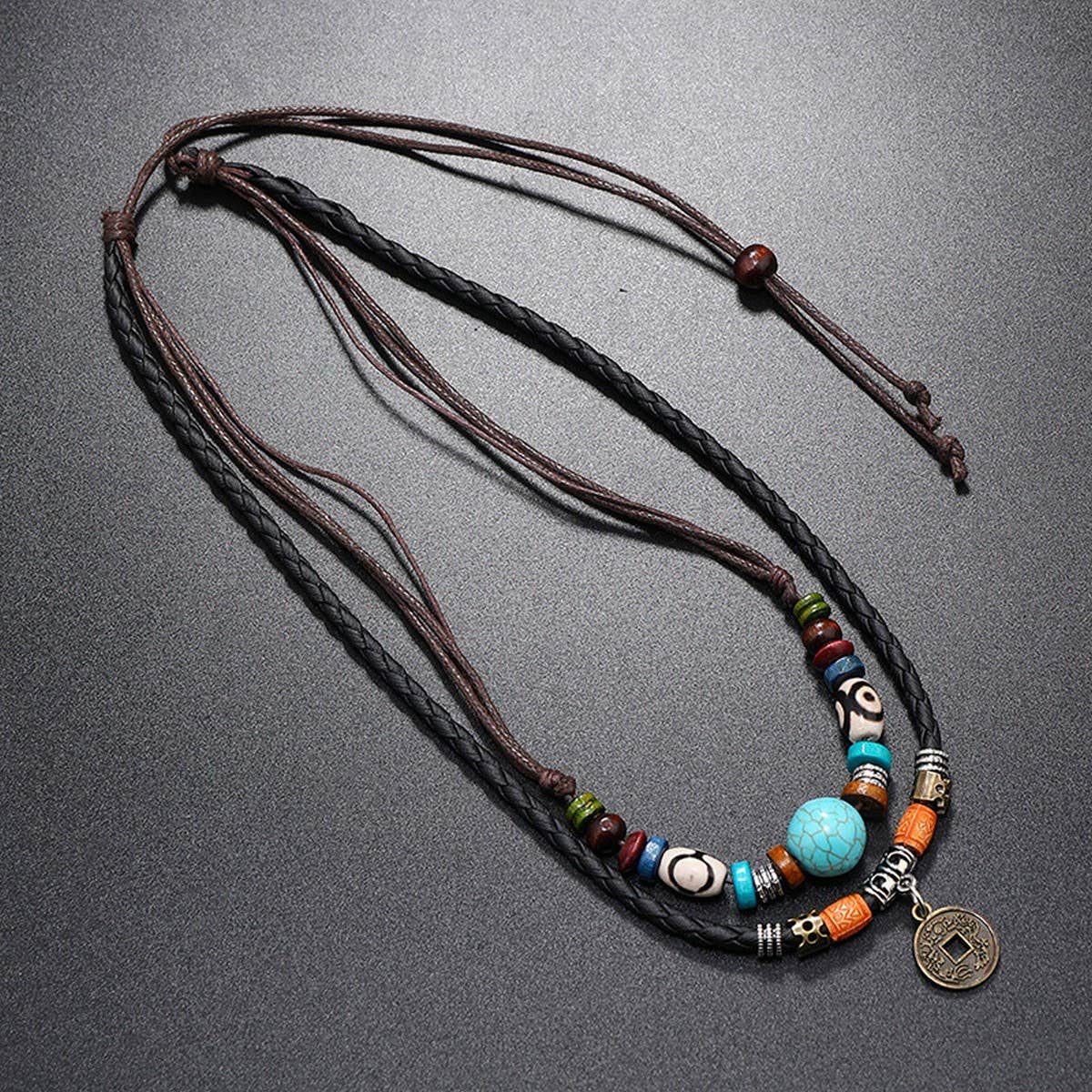 PERSONALIZED BRONZE COIN PENDANT MEN'S NECKLACE_CWMM4578