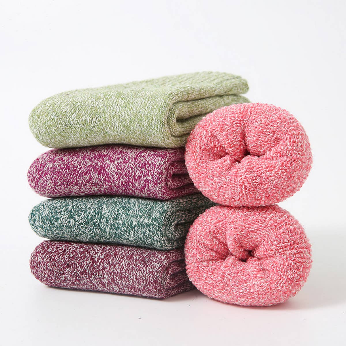 5 PAIRS PER PACK OF SOLID COLOR THICK WARM SOCKS_CWMS0695