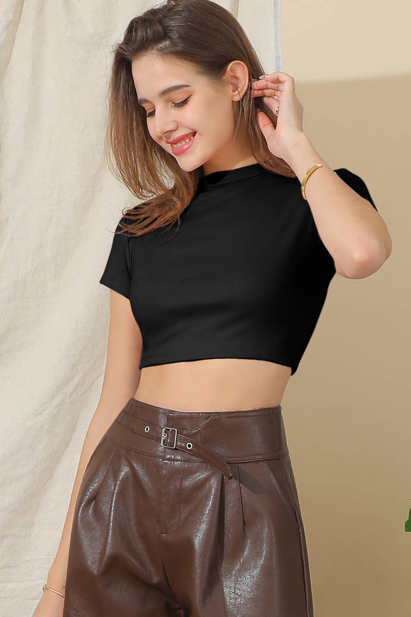 CWTTS654_ROUND CREW NECK SHORT SLEEVE CROP TOP