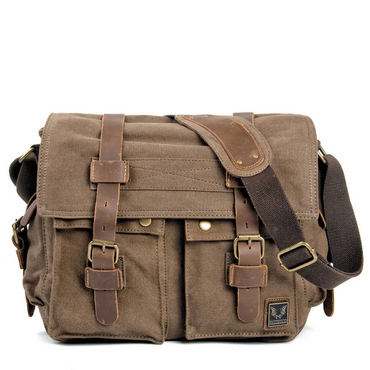 Retro Canvas Satchel Bag with Crazy Horse Leather_CWAB5555