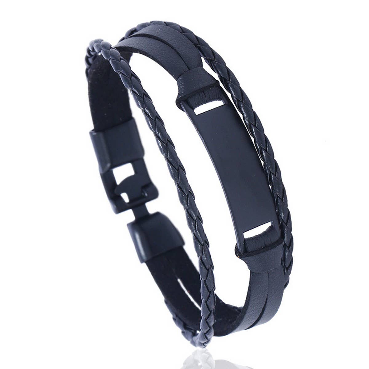VINTAGE BRAIDED STATEMENT LEATHER BRACELET