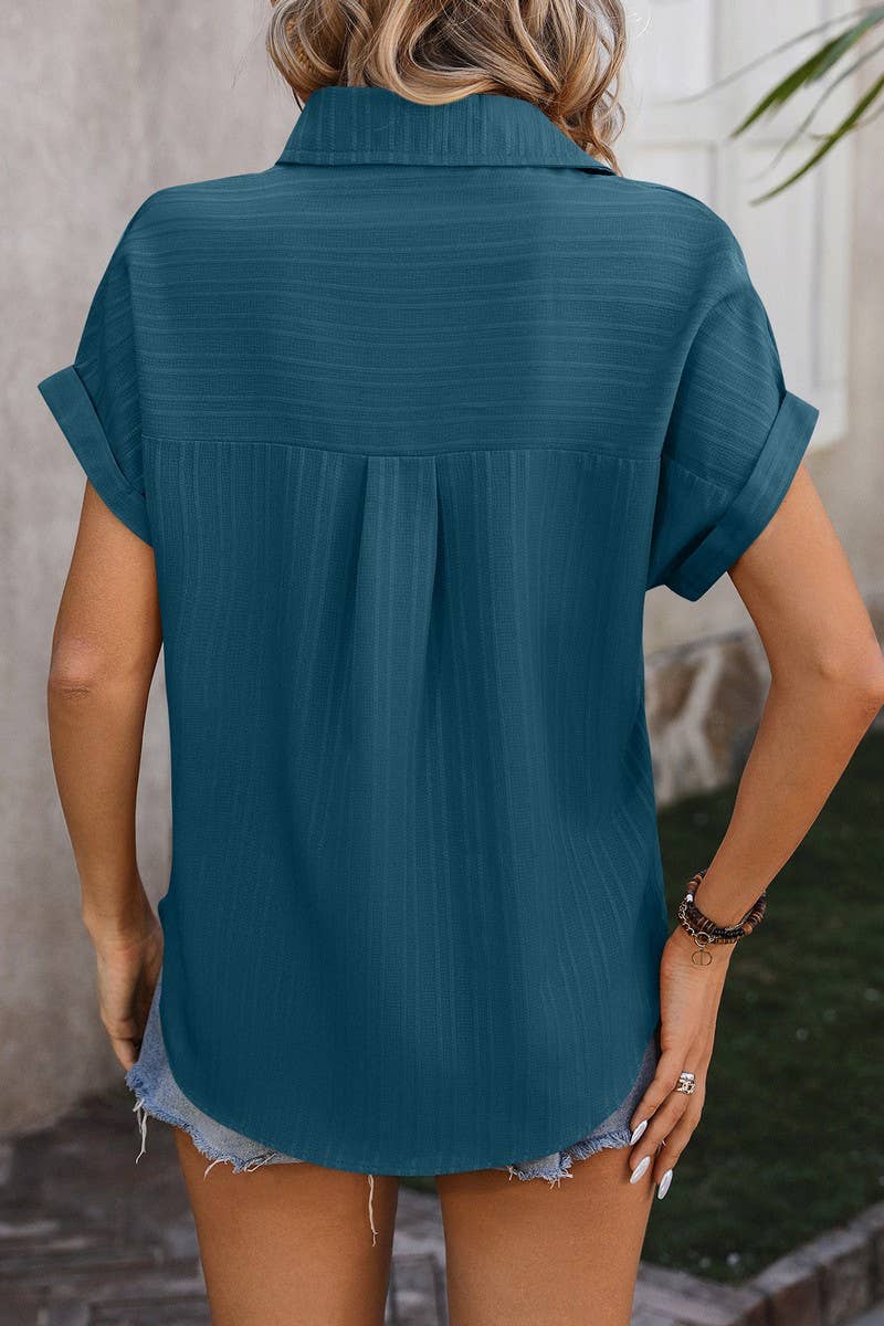CWTSTS0325_Open Front Short Sleeved Shirt Top