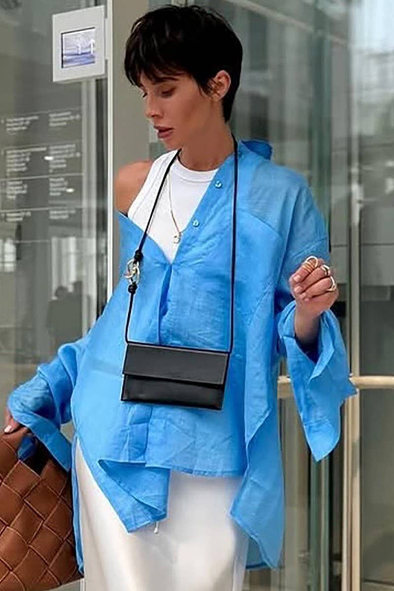 CWTBLL554_SEMI-TRANSPARENT LONG-SLEEVED TENCEL SHIRT