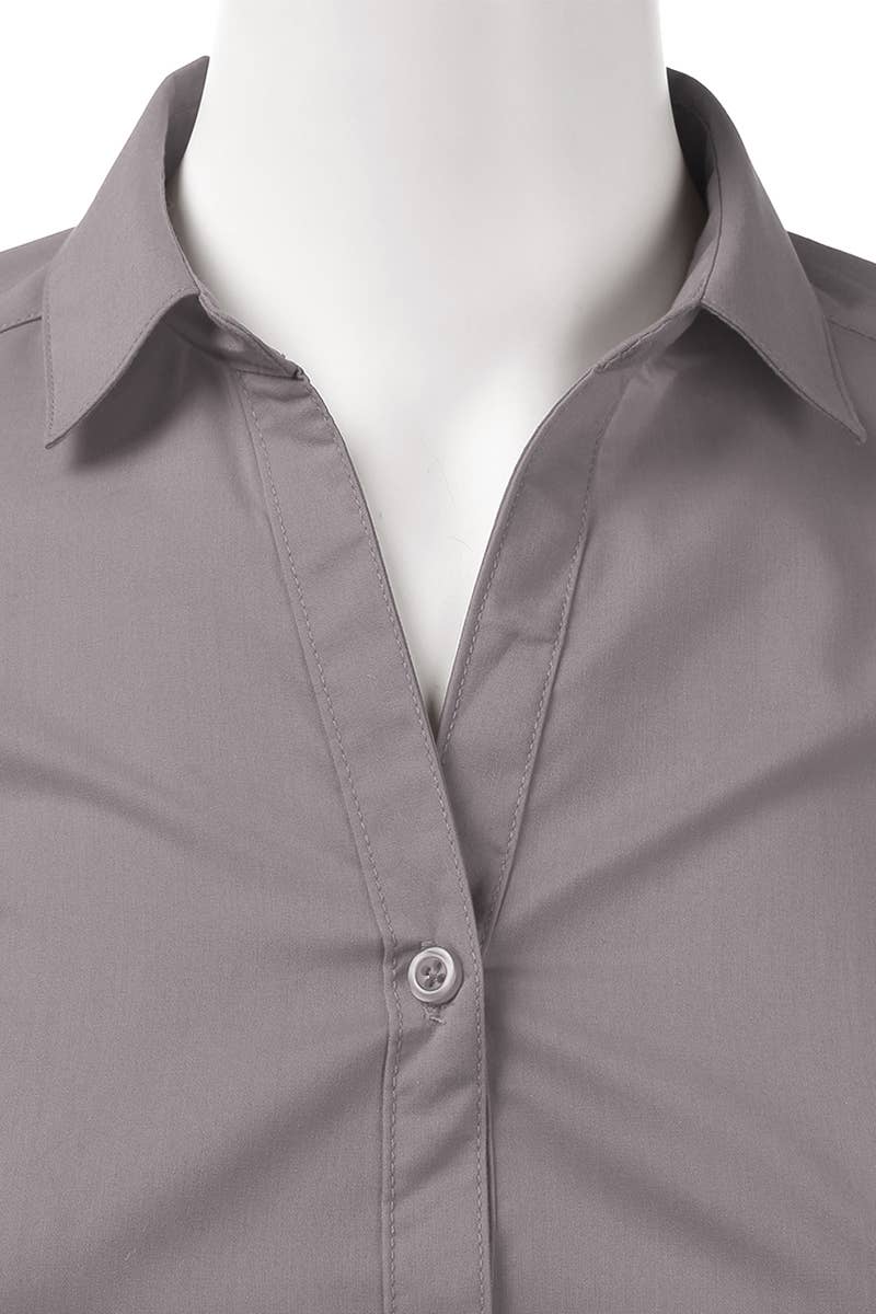 CWTSTL708_Basic Slim Fit Simple LongSleeve Button Down Shirt