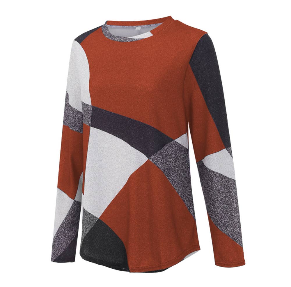 COMFORTABLE GEOMETRIC DESIGN COLOR CONTRAST SHIRT