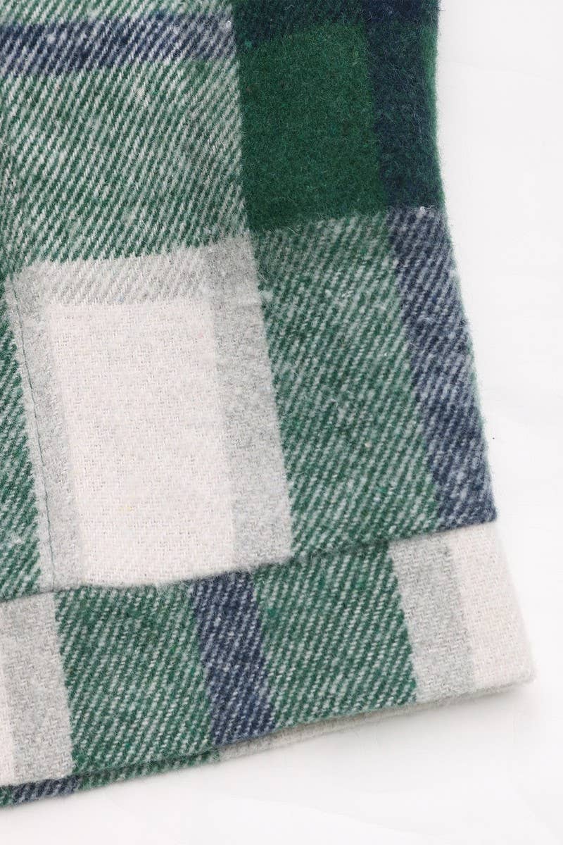 CWOCO1161_AUTUMN AND WINTER SHORT PLAID RETRO BOW COAT