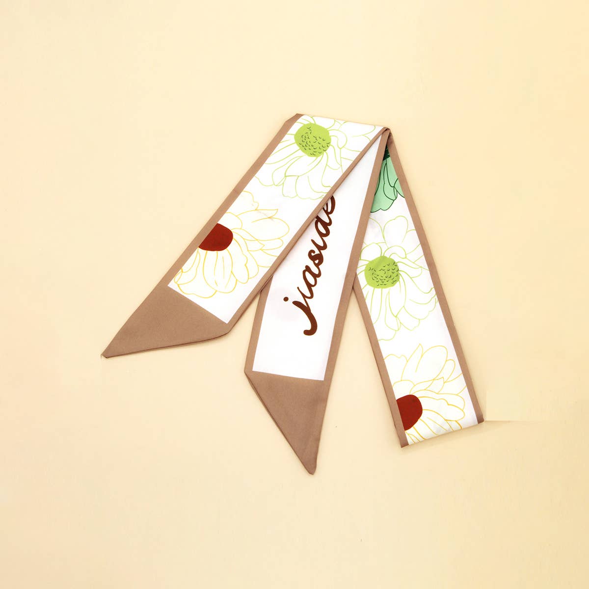 Chic Bowknot Letter Print Skinny Scarf Ribbon_CWASC0099