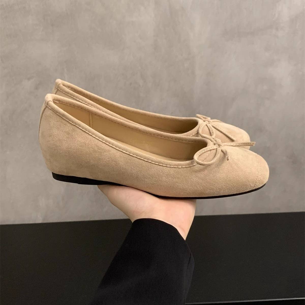 Red Wedge Ballet Flats for Women Fairy Style_CWSHF0090