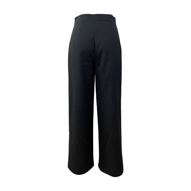 BUTTON-UP COMMUTER STYLE WIDE-LEG PANTS