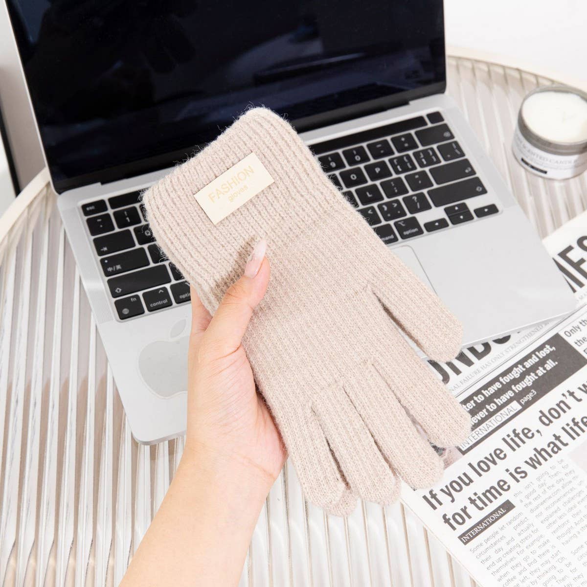 CWAG00560_WOMEN WINTER KNIT FINGERLESS TOUCHSCREEN GLOVES