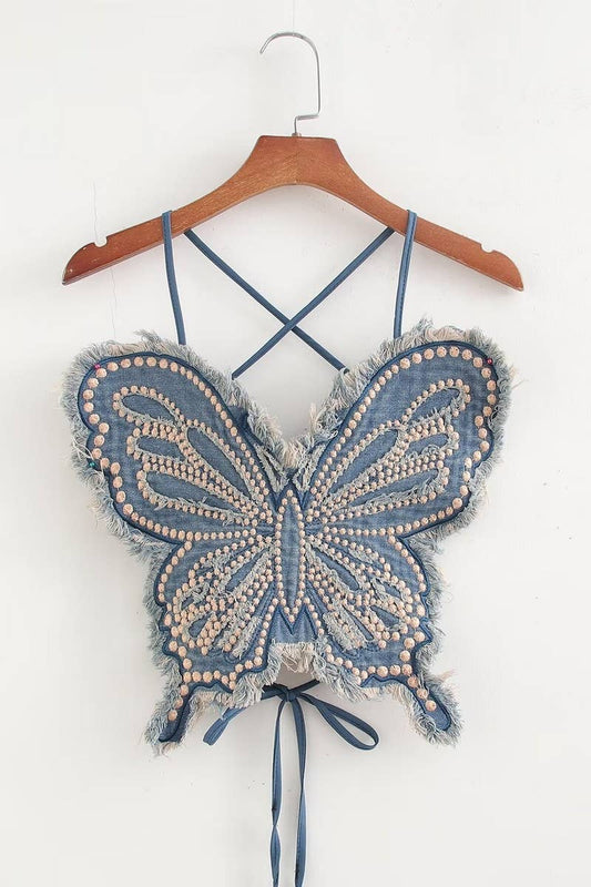 CWTTK0611_SEXY OPEN BACK DENIM EMBROIDERED CAMISOLE