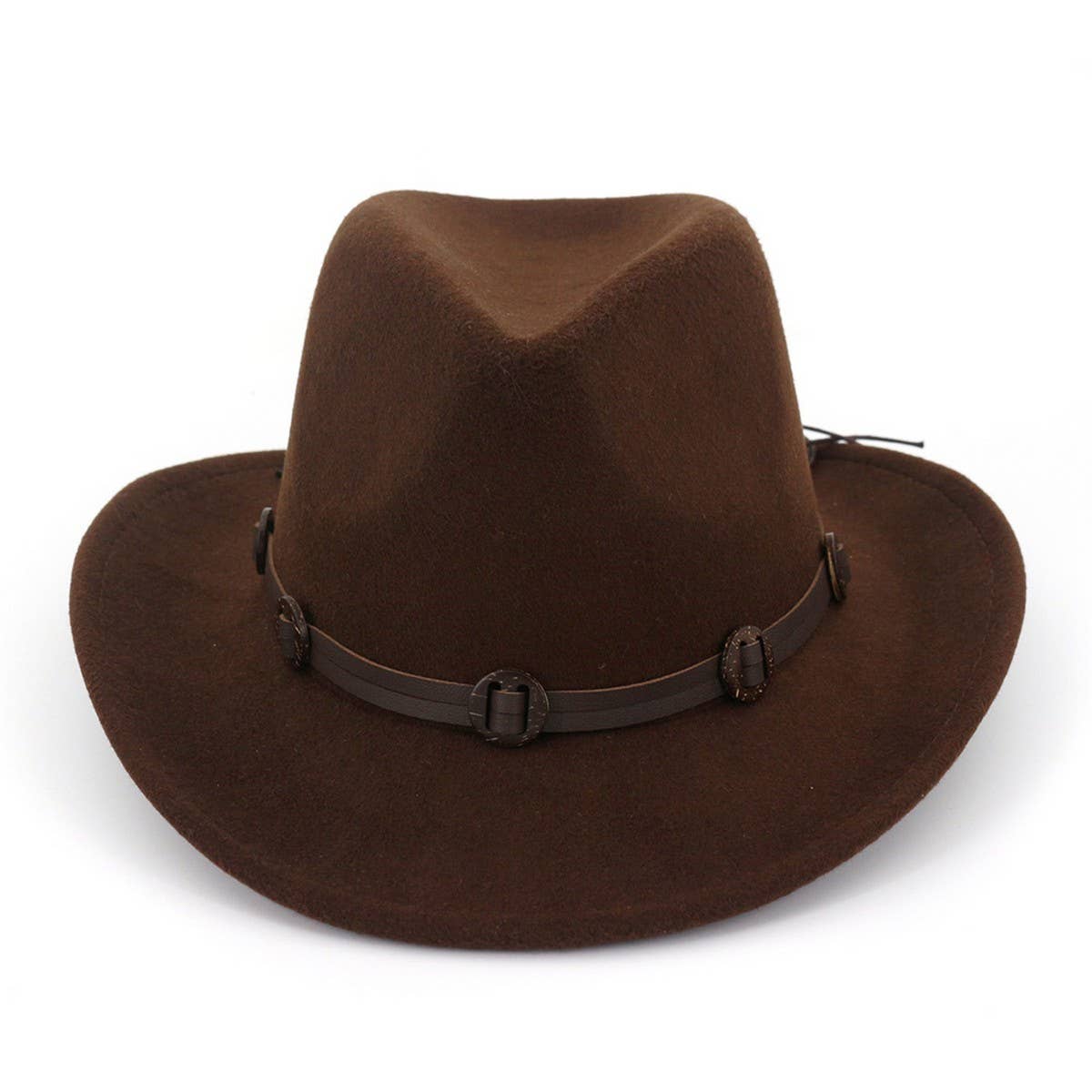 Coconut Shell Trim Felt Western Cowboy Hat_CWAH1785