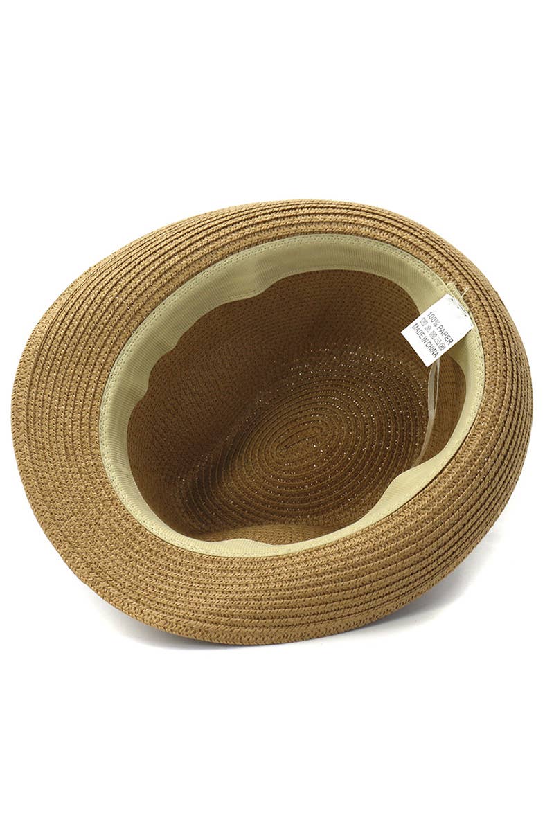 DANDY BELT SUMMER STRAW FEDORA HAT_CWAH0450