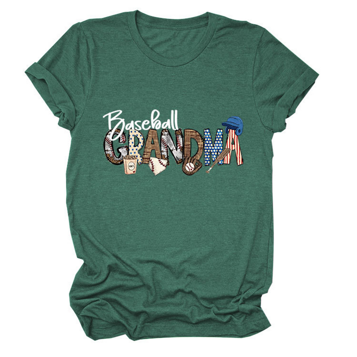 Casual Crew Neck Tee ?œBaseball Grandma??Shirt_CWTTSL0496
