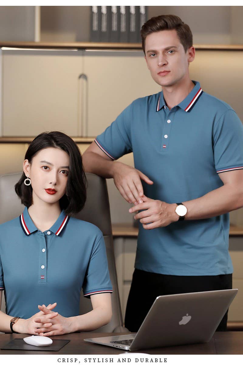 CWTBLS02445_LAPEL POLO SHIRT SHORT SLEEVE CASUAL TOP