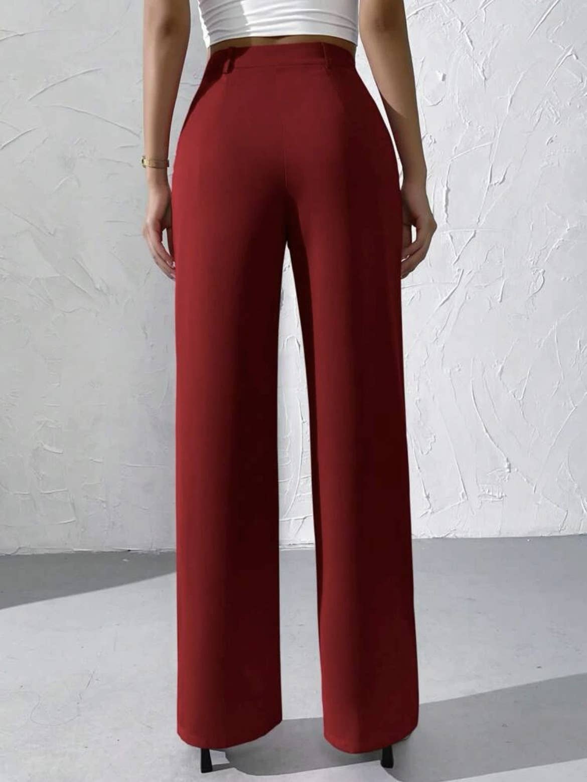 Elegant solid color dangling wide-leg suit pants