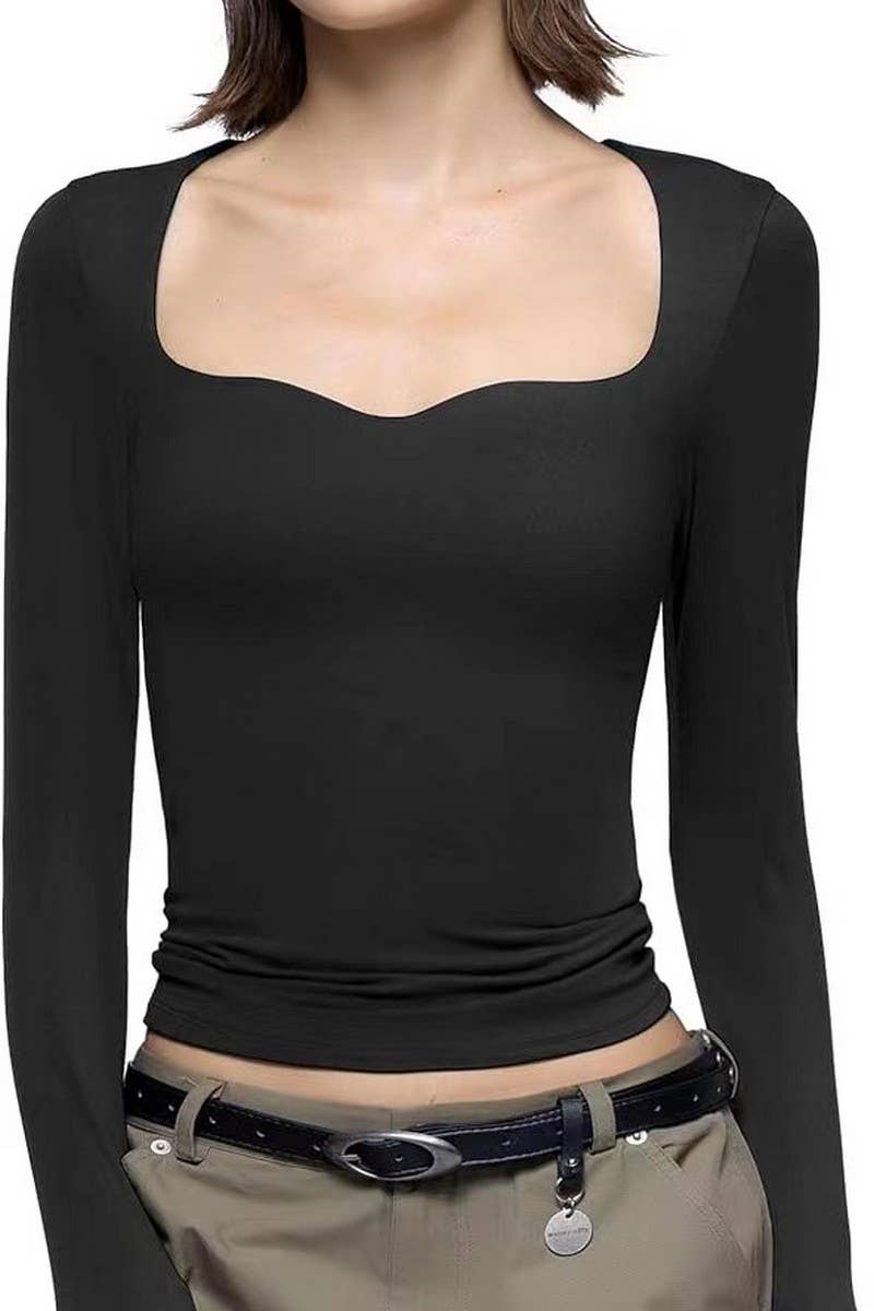 CWTBLL3636_SOLID COLOR HOT GIRL BELLY EXPOSED KNIT TOP