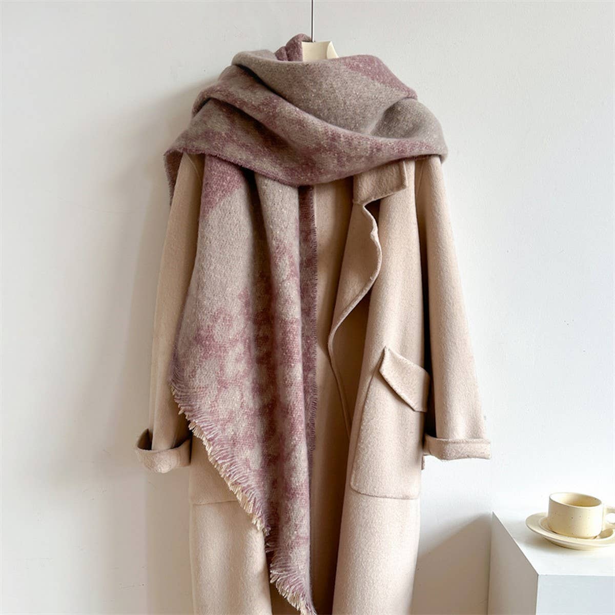 Leopard Print Fuzzy Scarf - Thick Warm for Women