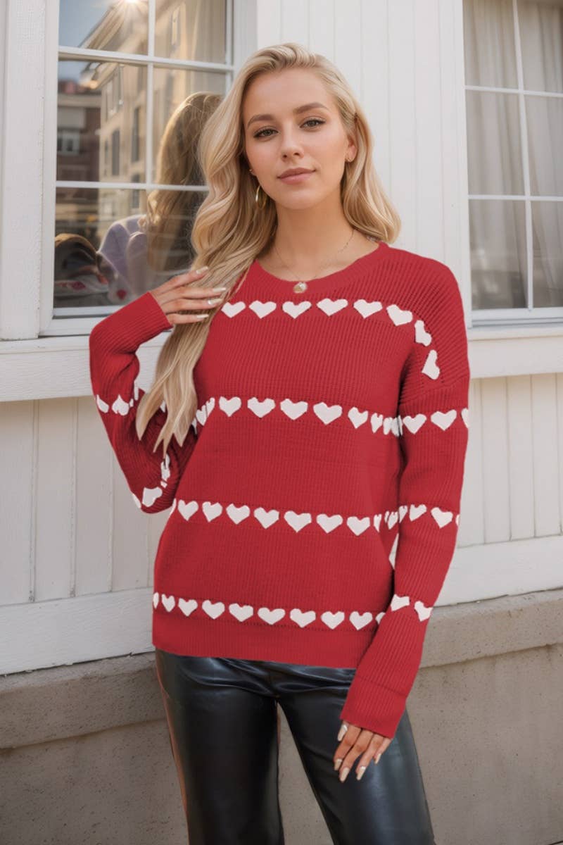 CWOSWL6742_WINTER CREW-NECK LONG-SLEEVED LOVE SWEATER