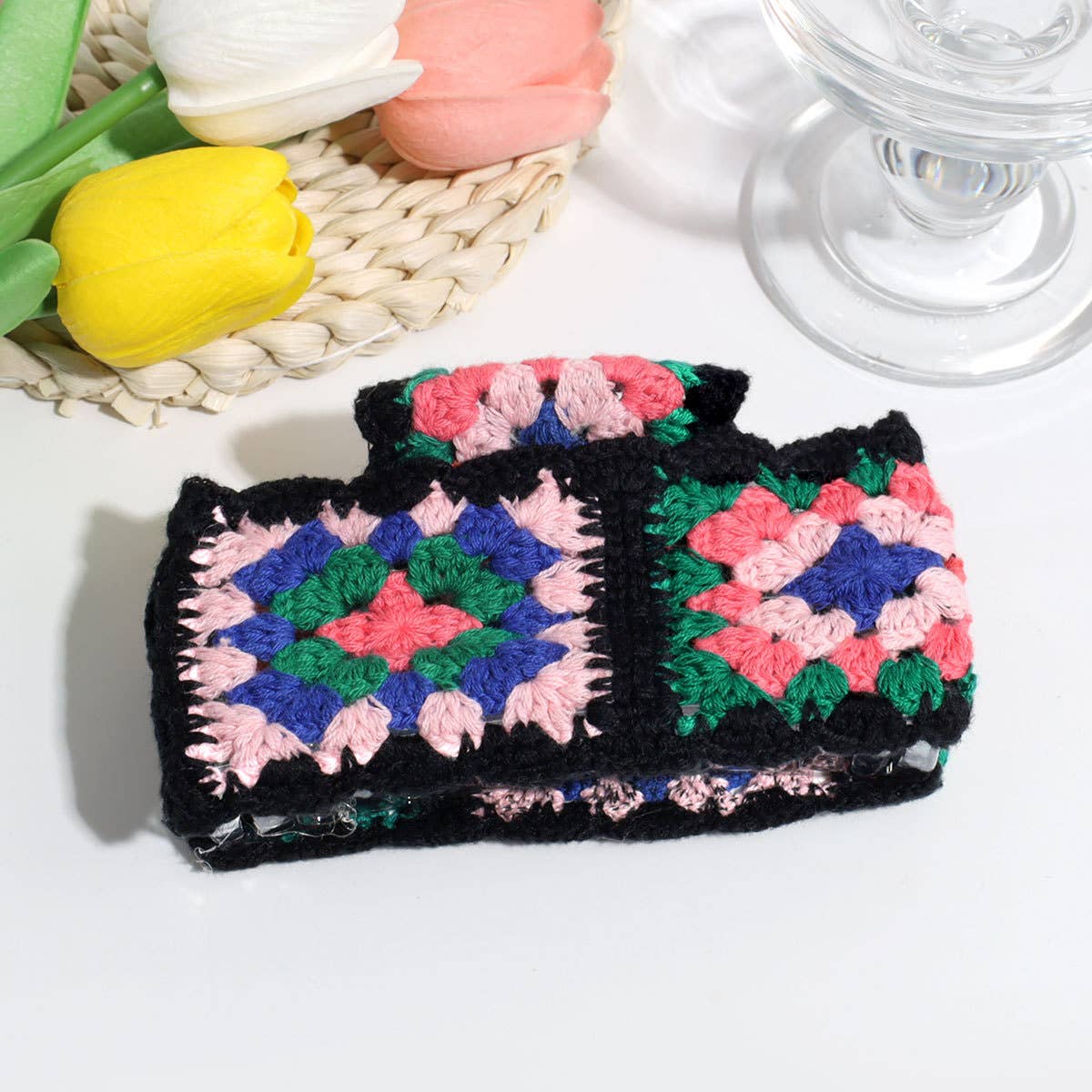French Knit Hair Claw - 12cm Wide Colorful Clip
