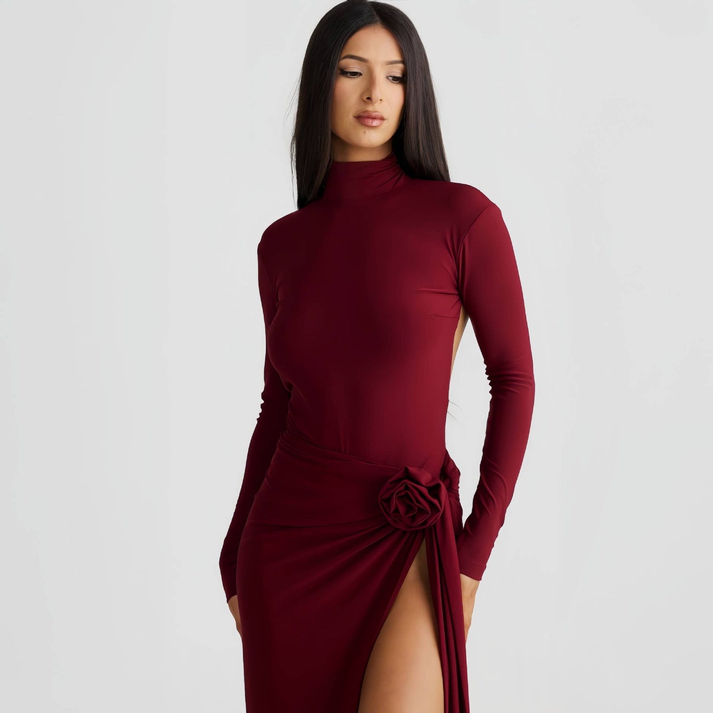 FASHION TURTLENECK HALTER JUMPSUIT SKIRT SUIT