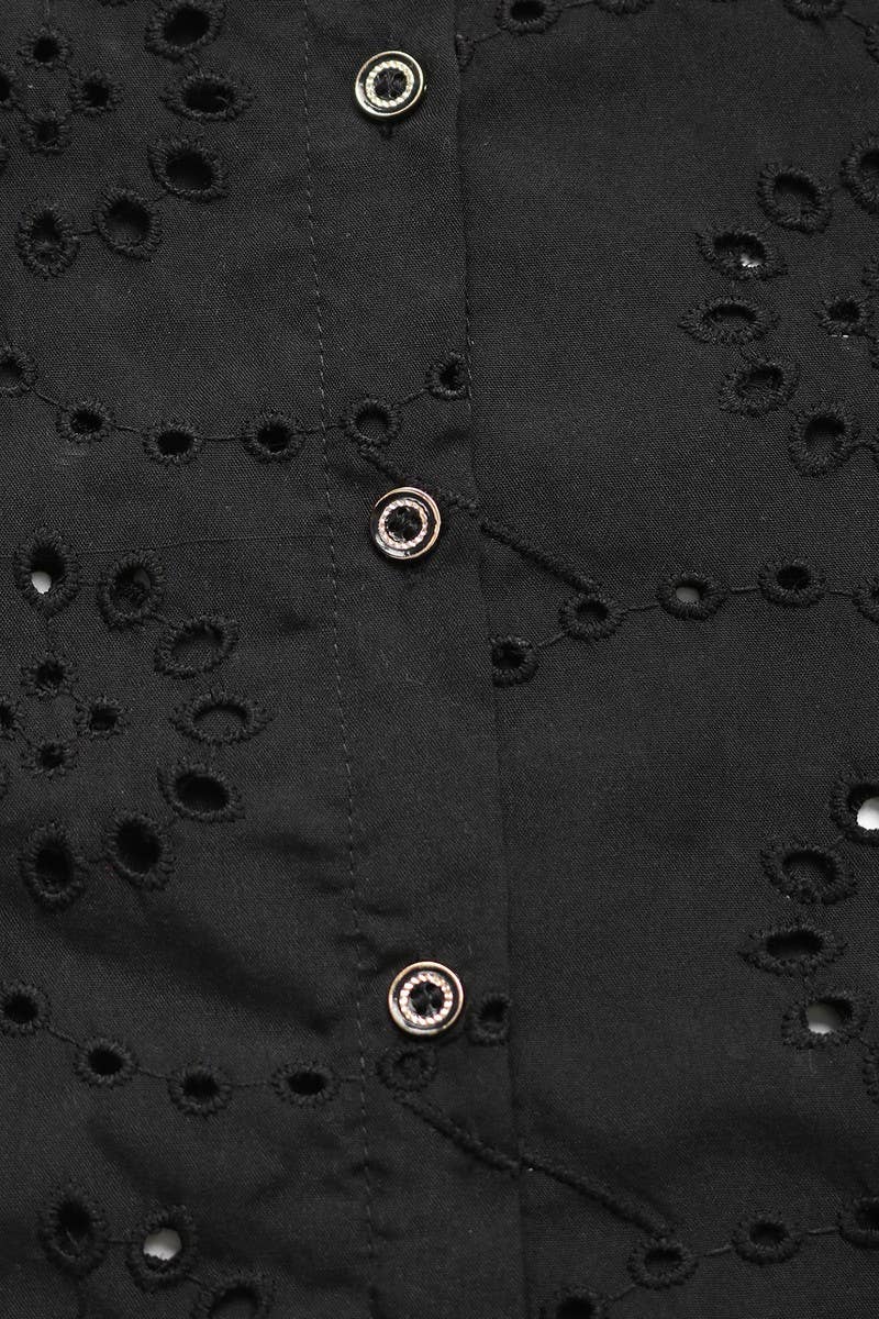 CWTBLL4076_SOLID LACE INSERT ELEGANT SHIRT BLOUSE