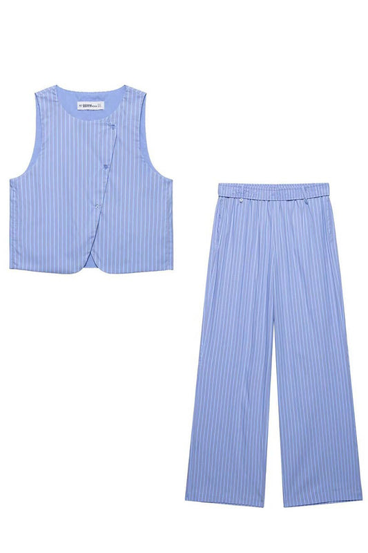 CWSBSSL0152_FASHION CASUAL STRIPED VEST + PANTS SET