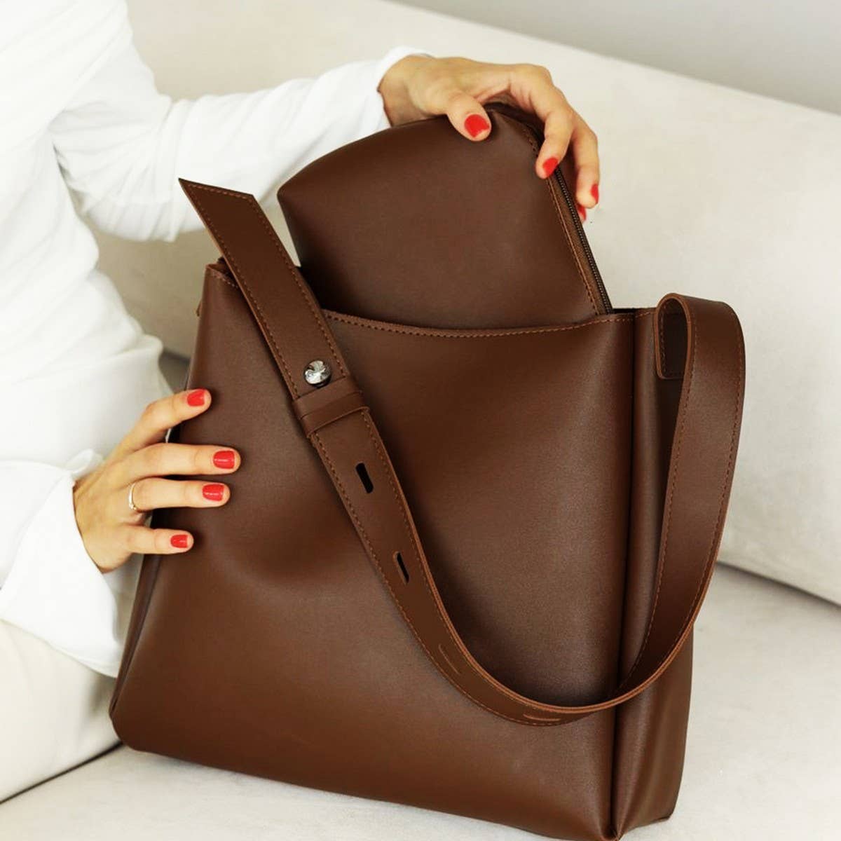CWAB4832_RETRO LARGE CAPACITY MOTHER-AND-CHILD BUCKET BAG