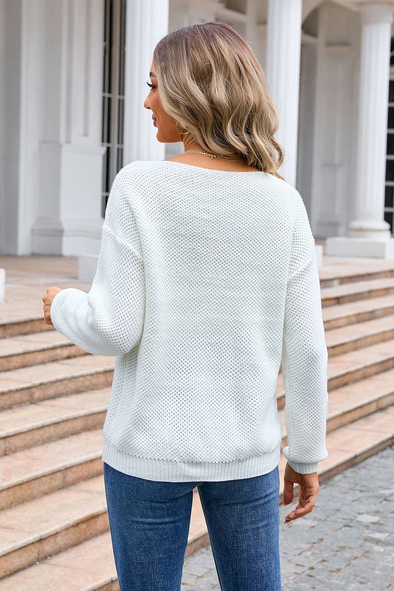 CWOSWL3112_SOLID COLOR PULLOVER POCKET KNITTED SWEATER