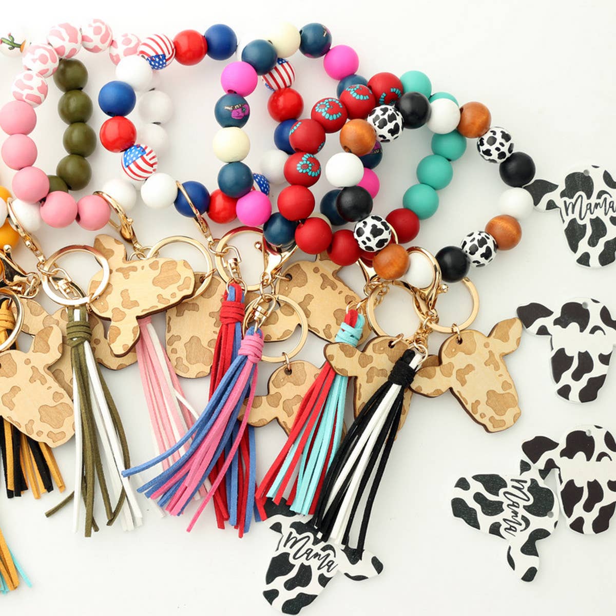 WESTERN NEW TASSEL BRACELET BULL HEAD KEYCHAIN