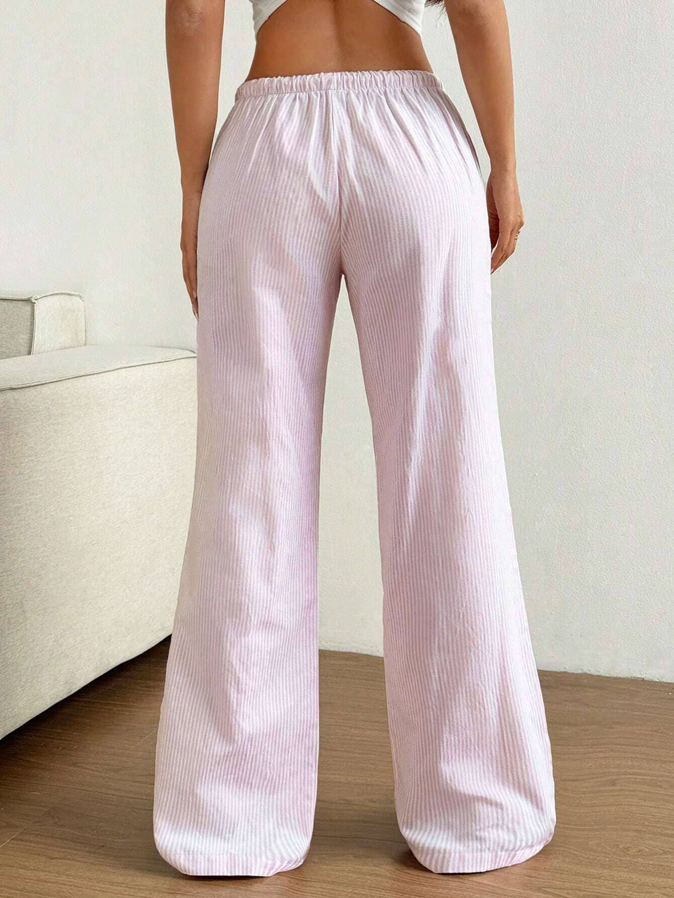 Casual lace-up fashionable loose wide-leg pants